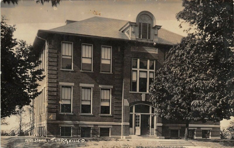 Thornville Ohio~Half Arch Dorner on Roof of 2.5 Story Old High School~RPPC c1910 