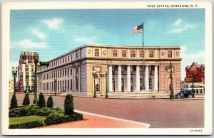 Syracuse New York NY, Post Office Building, Main Entrance, Vintage Postcard