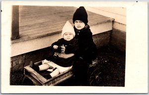 Toddlers Photograph Children Sibling Sweet Picture RPPC Postcard