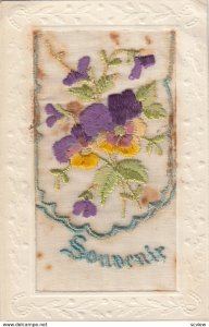 EMBROIDERED, 1900-10s; Souvenir, Purple and Gold Flower