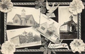 J1/ Lafayette Colorado RPPC Postcard c1910 4View Church School Fancy  5