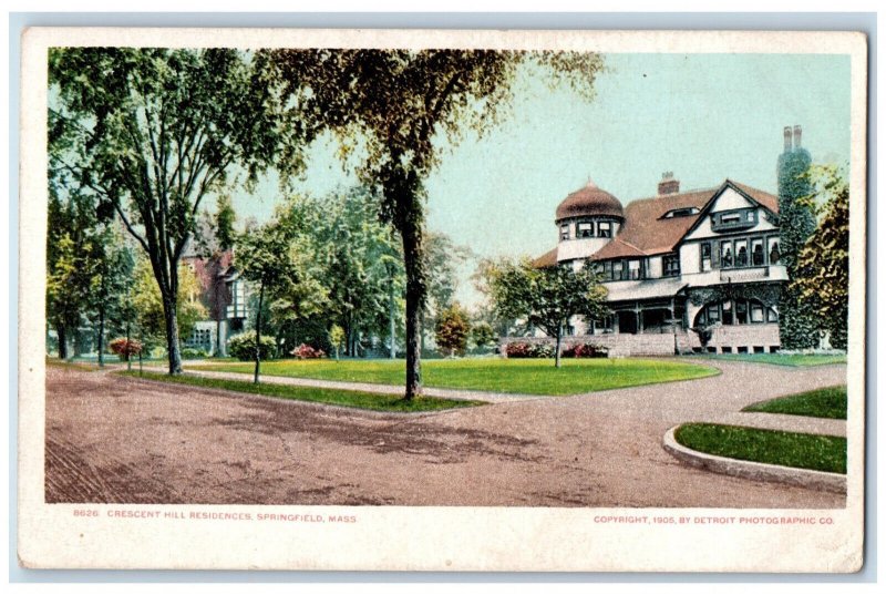 Crescent Hill Residence House Springfield Massachusetts MA Antique Postcard 