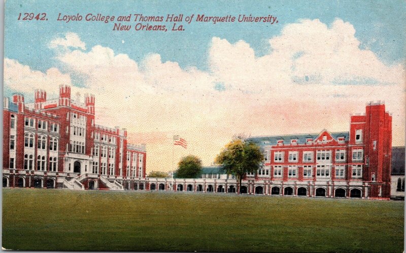 Loyolo College Thomas Hall Marquette New Orleans LA Louisiana Postcard UNP VTG 