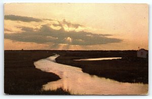 1960s PENSACOLA AND MILTON FL EVENING SUNSET US 90 POSTCARD P3450