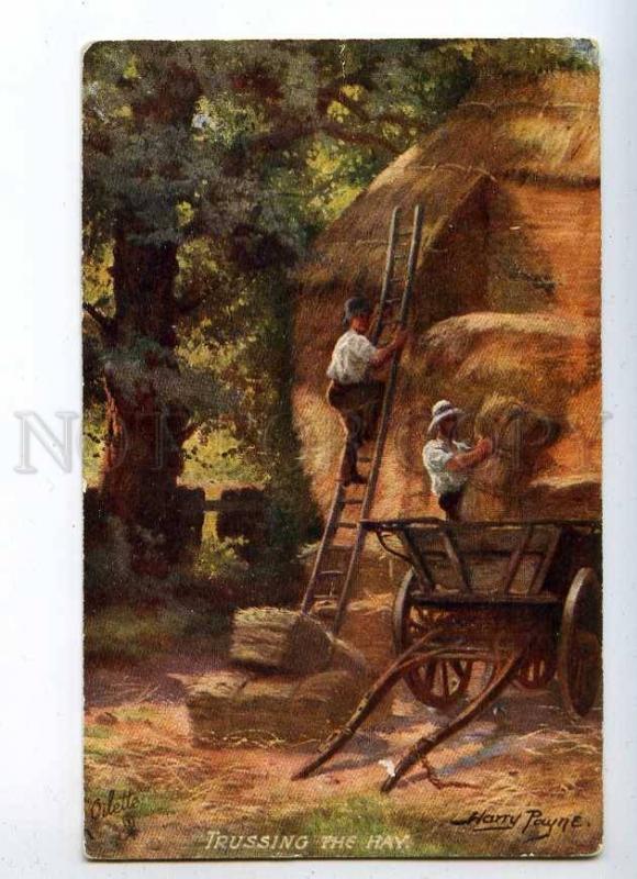 215770 Trussing Hay by Harry PAYNE Vintage TUCK Country Life