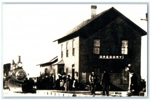 c1960 Gregory South Dakota SD Exterior Train Depot Station RPPC Photo Postcard