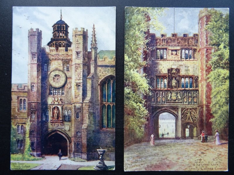 Cambridge 2 x TRINITY COLLEGE Gate & Clock Tower Old Postcards by Boots Chemist