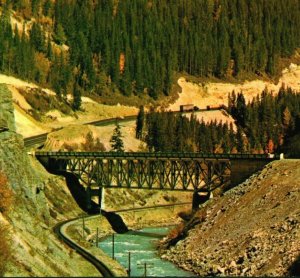 Highway Drive To Lake Louise olden British Columbia Canada UNP Chrome Postcard