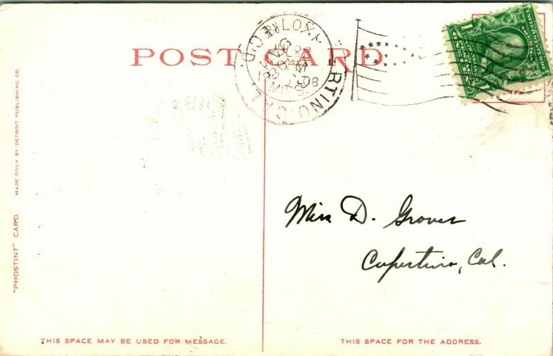 Vtg Postcard 1906 Biloxi Mississippi Light House Phostint
