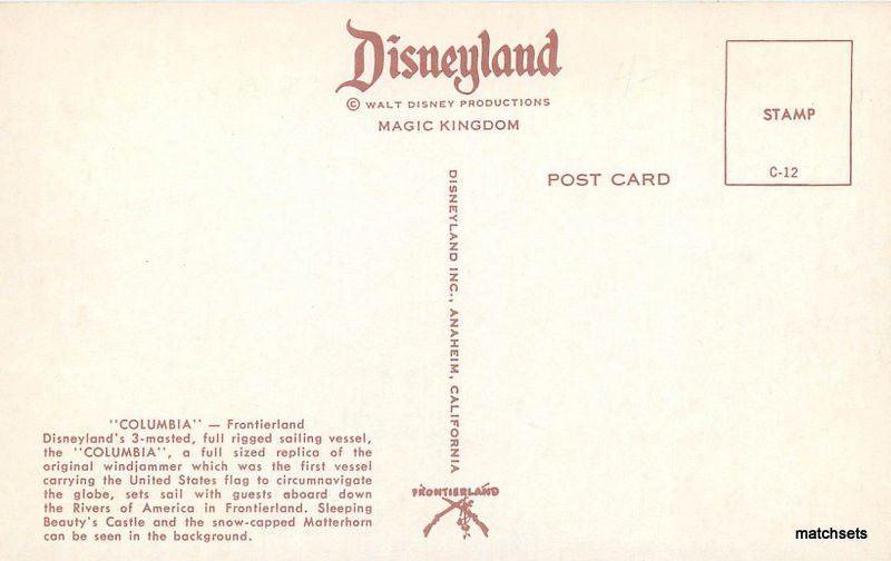 1950s Disneyland Anaheim California Columbia Sailing Ship Frontierland 9445