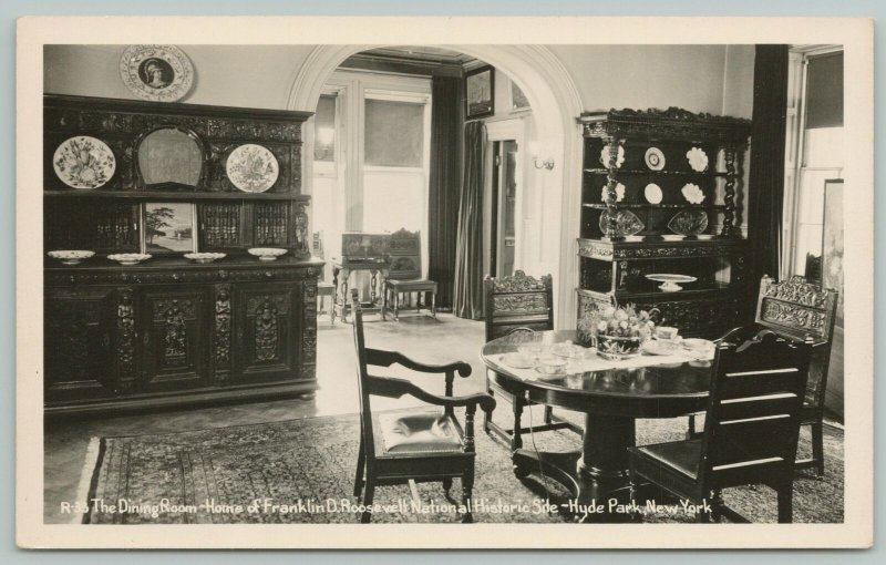 Hyde Park New York~Dining Room~Franklin D Roosevelt~Real Photo Postcard~RPPC