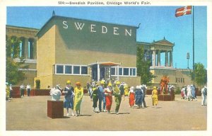 1933 Chicago World's Fair Sweden Pavilion Litho Postcard Unused