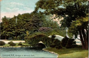 Vtg 1910 Bridge In Whites Park Concord New Hampshire NH Postcard