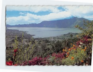 Postcard Majestic view over the volcano Mt. Batur, Lake Batur, Indonesia