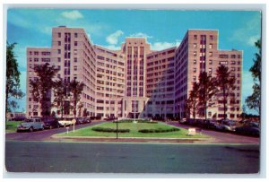 c1950's Veterans Hospital Building Ground Flag Roadside Cars Buffalo NY Postcard