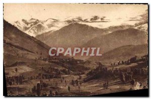 Old Postcard Luchon Vallee ouil View Upper chain Frontiere