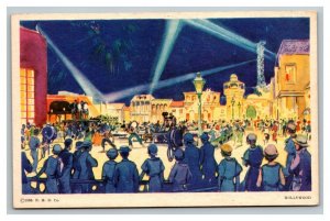 Vintage 1933 Postcard Crowd at Hollywood Building at the Chicago World's Fair