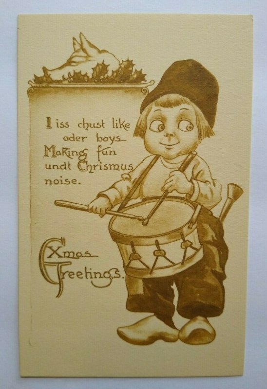 Vintage Christmas Postcard Bernhardt Wall Dutch Drummer Boy Unused Bergman 1912