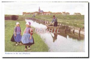 Postcard Old Marken Kinderen In De Wei Children Folklore