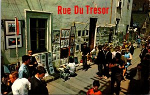 VINTAGE POSTCARD ARTIST ROW AT RUE DE TRESOR QUEBEC CITY CANADA