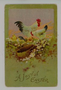 Greeting - Easter Hen, Rooster  (Winsch, small crease)