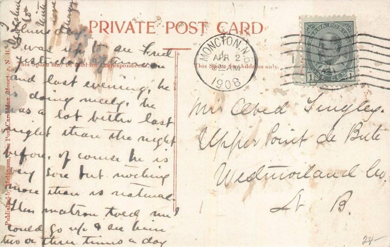 MAIN STREET WEST MONCTON NEW BRUNSWICK CANADA MELANSON POSTCARD 1908