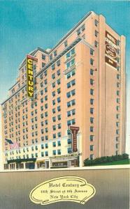 Colorpicture Hotel Century roadside linen New York City 1940s Postcard 5830