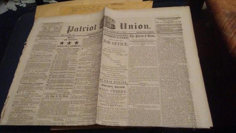 1864 NEWSPAPER PATRIOT UNION $150 or best offer