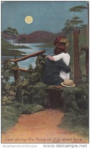 Bamforth Romantic Couple Under Full Moon 1910