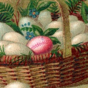 1880s Victorian Trade Cards Baskets Of Colored Eggs Fab! Lot Of 4 F119