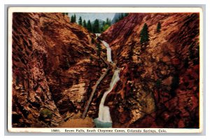 Postcard CO Seven Falls South Cheyenne Canon Colorado Springs Standard View Card