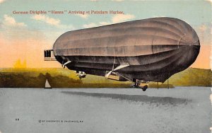 German Dirigible Hansa Arriving at Potsdam Harbor Zeppelin Unused 