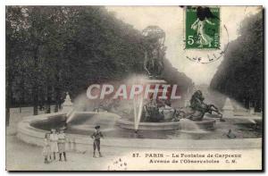 Old Postcard Paris Fountain Carpeaux Avenue de l'Observatoire