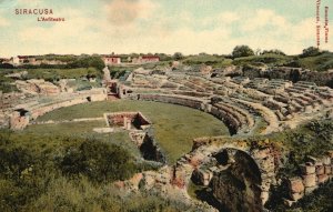 Vintage Postcard Siracusa L'Anfiteatro Rametta Fiume Vinceuzo Cicily Italy