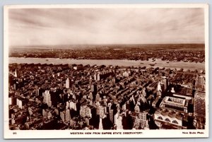 Western View Empire State Observatory New York City Real Photo RRPC Postcard