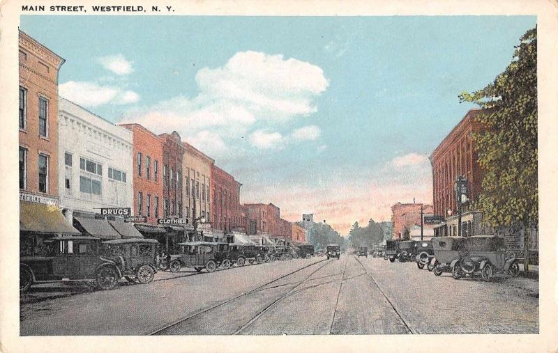 Westfield New York Main Street Antique Postcard (J34370)