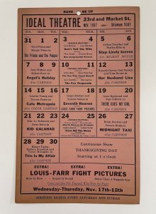 Vintage 1937 IDEAL Theatre 23rd & Market St Louisville KY Movie Calendar Sign