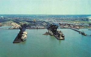 NEWPORT NEWS, VA Virginia  DEEP WATER PORT~SHIPS Bird's Eye View Chrome Postcard