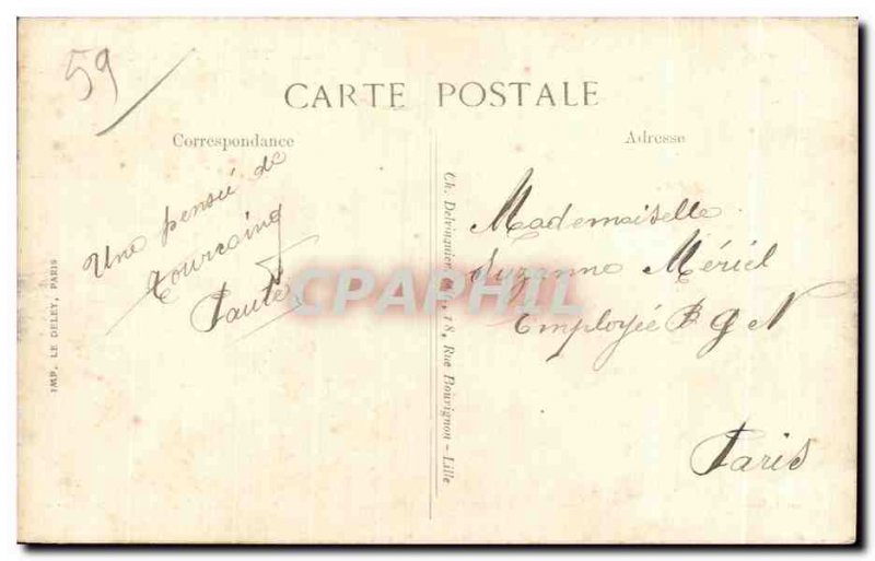 Old Postcard Tourcoing Train