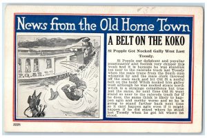 1924 News From Old Home Town Belt On Koko Comic Humor Formoso Kansas KS Postcard