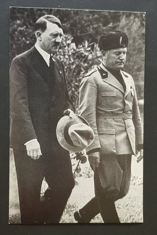 GERMAN EMPIRE THIRD REICH POSTCARD - ADOLF HITLER & MUSSOLINI