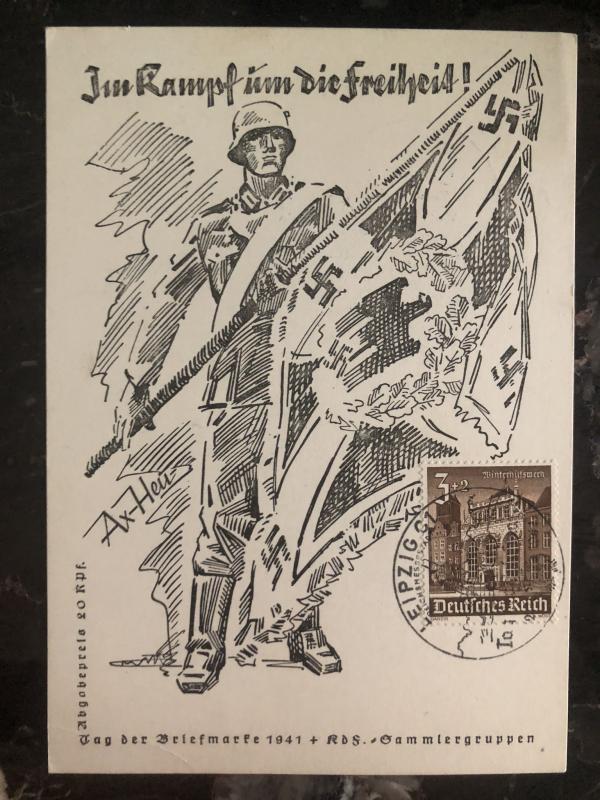 1941 Leipzig Germany Patriotic Postcard cover The fight for freedom