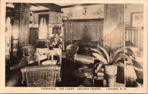 Fireplace The Lobby Laconia Tavern NH New Hampshire Postcard Vintage 1925 PM 