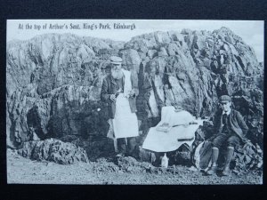 Scotland Edinburgh PICNIC AT TOP OF ARTHUR'S SEAT c1906 Postcard Wm. Dickson