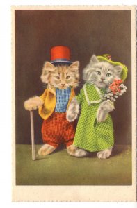 Dressed Cats on a Date