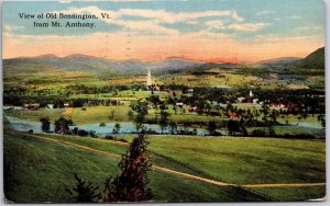 1914 View of Old Bennington Vermont from Mount Anthony Greenery Posted Postcard