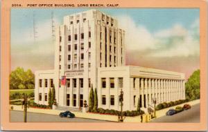 Post Office Building Long Beach CA California c1950 Linen Postcard D90