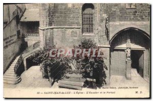 Old Postcard Saint Jean de Luz Church and L'Escalier Portal