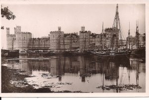 RPPC Caernarfon, Wales, UK, Carnarvon Castle, Boats, Bamforth 1910-20