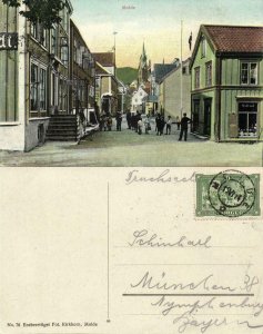 norway norge, MOLDE, Street Scene, Barber Shop (1914) Postcard